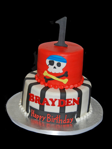 2 tier 1st birthday pirate themed cake
