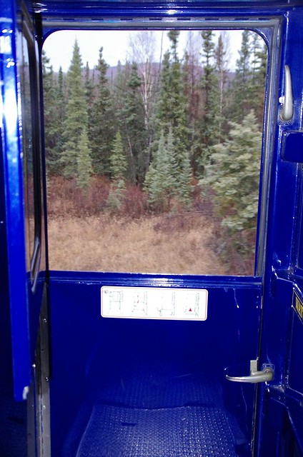 Top of carriage door open - Alaska Railroad Aurora Winter Train