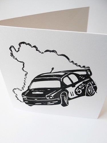 Rally Car Linocut Print