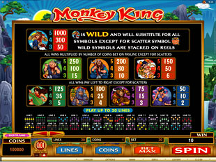 Monkey King Slots Payout