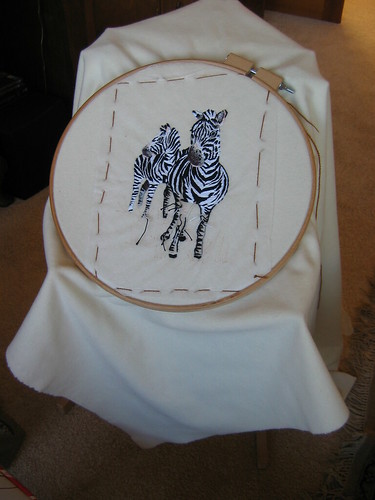 Threadpainting zebras - African blanket