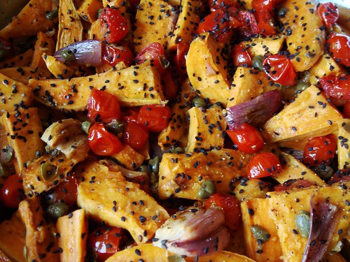 Roasted Sweet Potatoes with Capers Vinaigrette