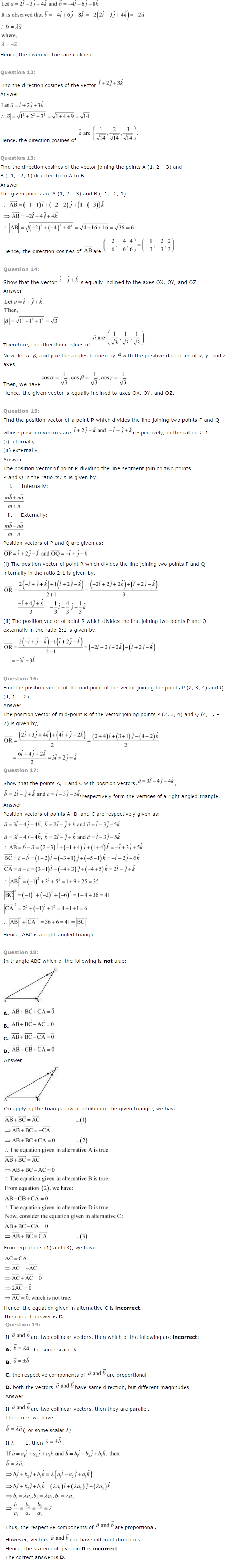 NCERT Solutions for Class 12 Maths Chapter 10 Vector Algebra ex10.2