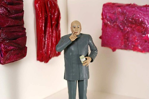Austin Powers Dr. Evil action figure with miniature paintings by Tiffany Gholar