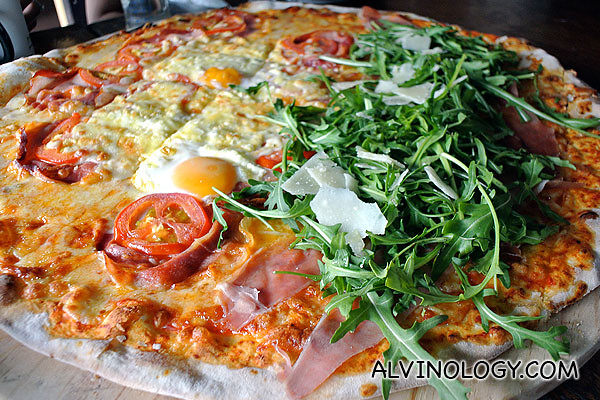Close-up of the pizza