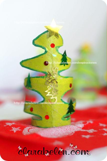 Cómo hacer pequeños árboles de Navidad para adorno o servilletero con rollos de cartón y esmaltes de uñas