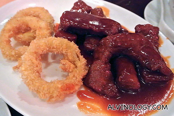 Onion rings and  pork ribs