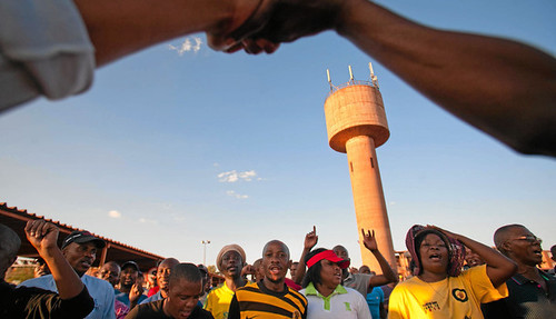 A Sishen mine protest in northern cape. The Republic of South Africa has been hit by a series of strikes since early 2012. by Pan-African News Wire File Photos