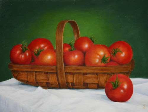 Basket of Tomatoes by Sid's art