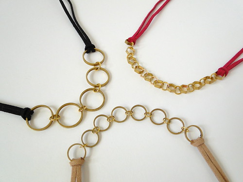 Leather + Cut Metal Necklace Redux by Fabric Paper Glue