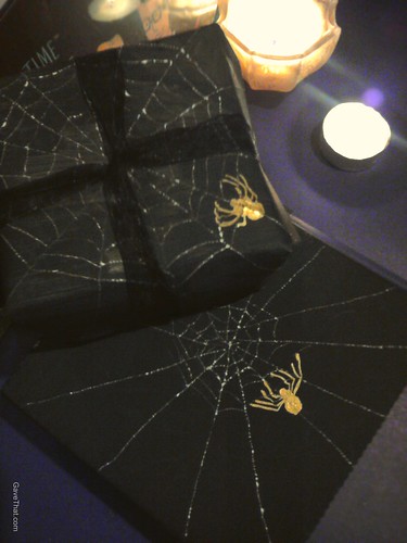 Spooky spiders web gift wrap and favor boxes finished