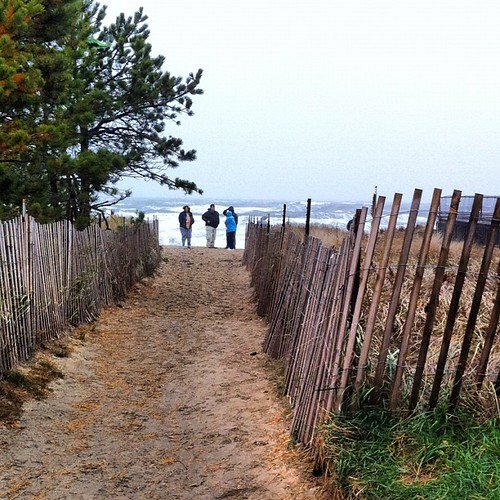 the locals check out the storm surge #maine #sandy