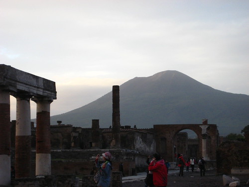 The ruins of Pompei with Mt. Vesuvius in the background