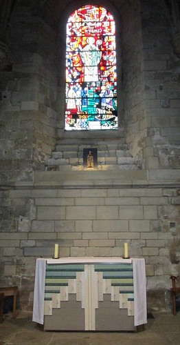 a side altar +stained glass