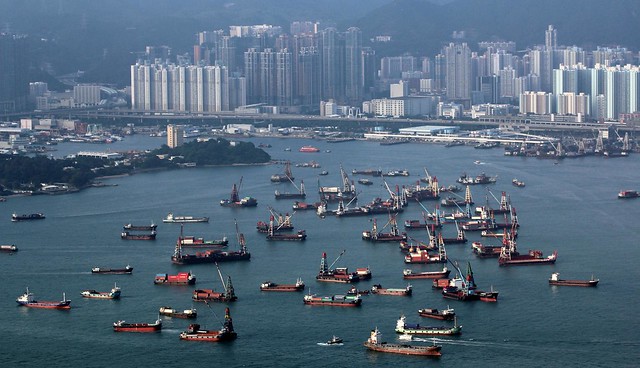 Cargo / Freighter ships in Hong Kong harbour