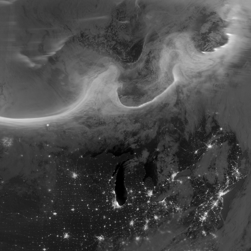 Auroras over North America as Seen from Space