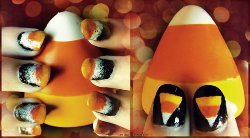 Candy Corn Nails for Halloween 2012