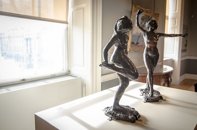 A pair of Degas' famous bronze ballet dancer statues on display at London's Courtauld Gallery.