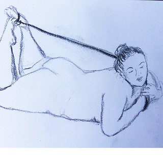 She held her foot up - life drawing again after a little break. My zen time.