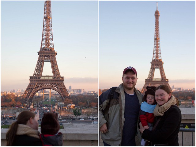 Family with Eiffel Tower Sunset
