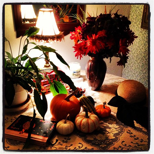 Our entry table decorated for autumn