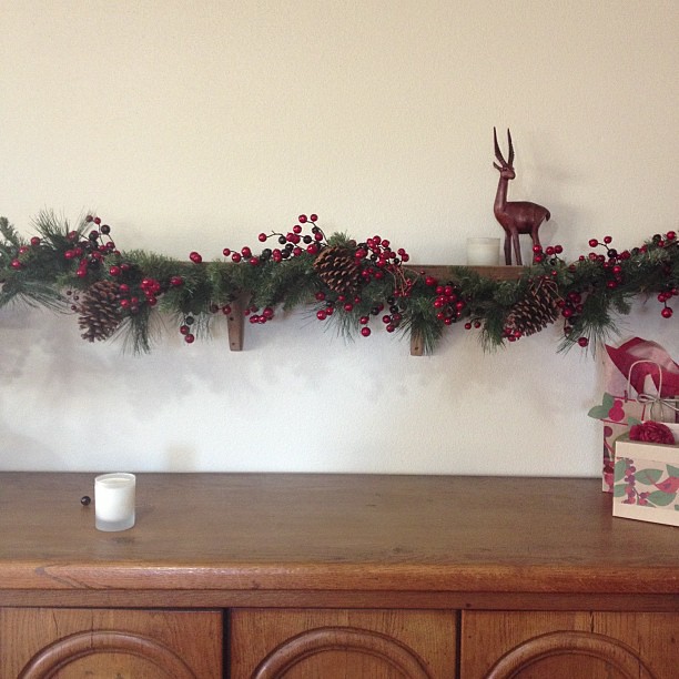 Phase 2 complete and berry garland is up! #christmasdecorations #garland