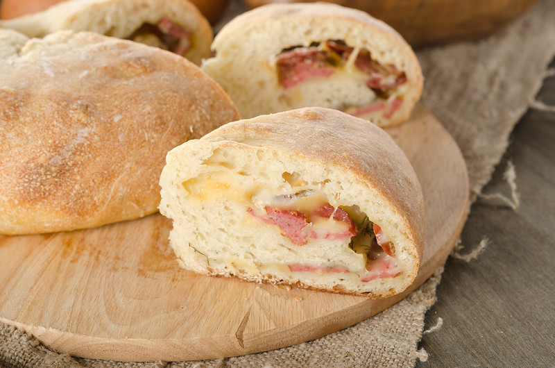 bread stuffed with sausage and cheese