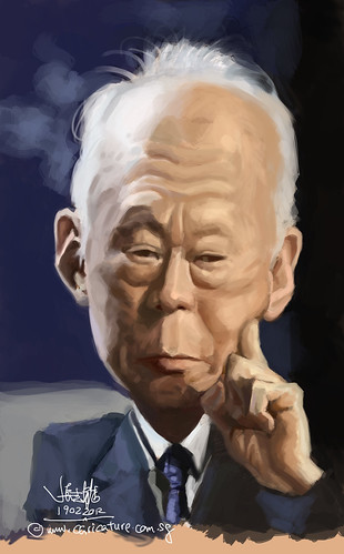 digital caricature of Lee Kuan Yew 李光耀 - 2