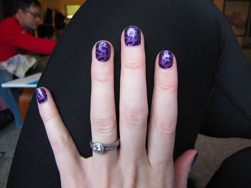purple nails with black bats