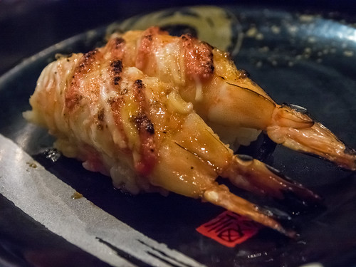 Flame-torched prawns at Sushi Hotaru