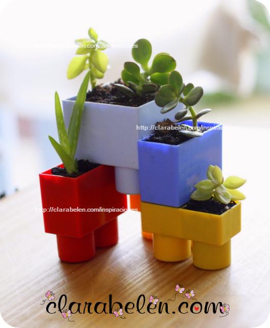 Ejecutar Turbina Menagerry Reciclar juguetes: Macetas hechas con bloques o ladrillos de construcción -  Inspiraciones: manualidades y reciclaje