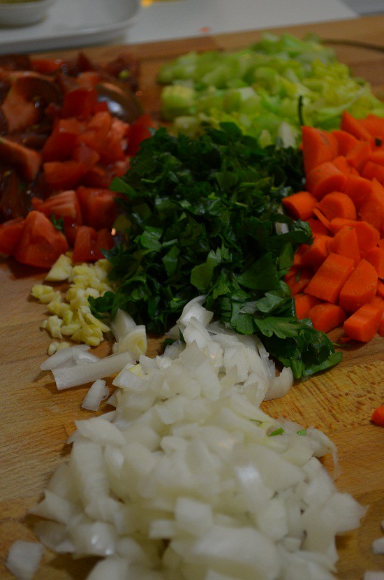 vertical ingredients for chicken noodle soup