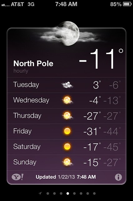 Temp at the North Pole