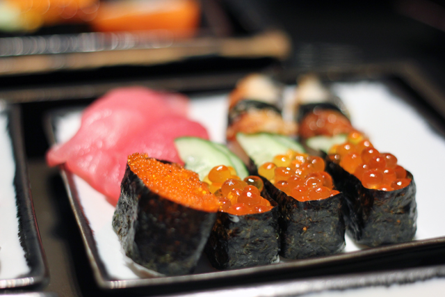 Salmon roe rolls at Oishi Grand