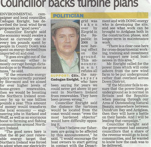 Councuillor Backs wind turbines 17th oct 2011 by CadoganEnright