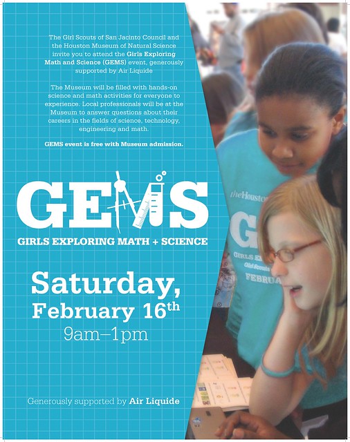 Join us Feb. 16 for GEMS: Girls Exploring Math and Science