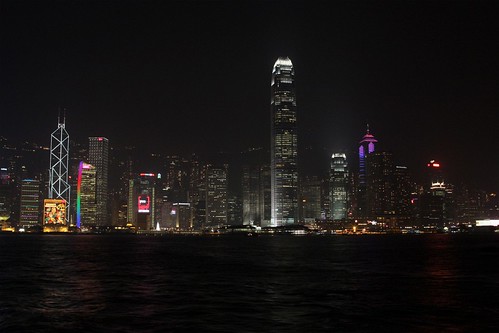 Nighttime along Victoria Harbour