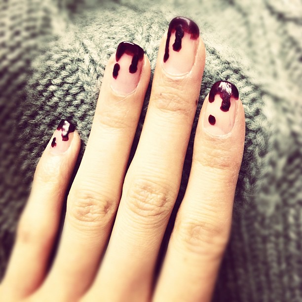 dripping-oxblood-nails