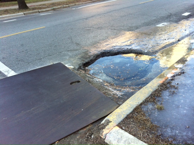 Gaping hole in South Shore Drive bike lane