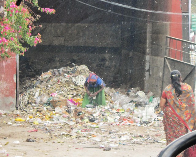 A rubbish collector in India