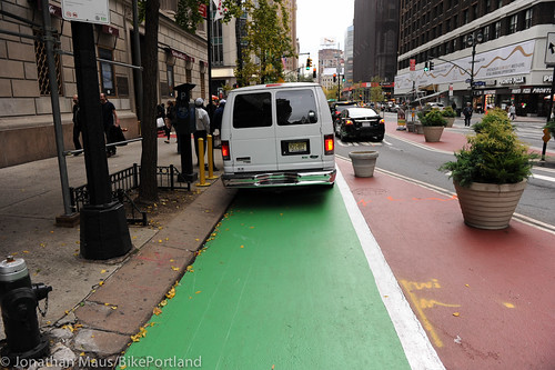 Broadway protected bike lane and plazas-38