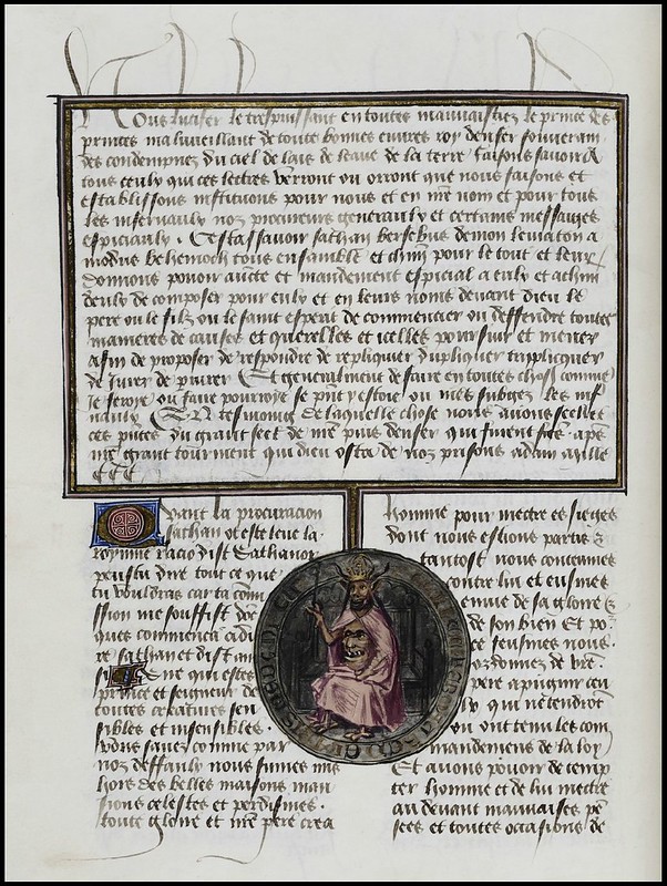 15th century illuminated manuscript miniature: Henri de Ferrières, Les Livres du roy Modus et de la royne Ratio 259