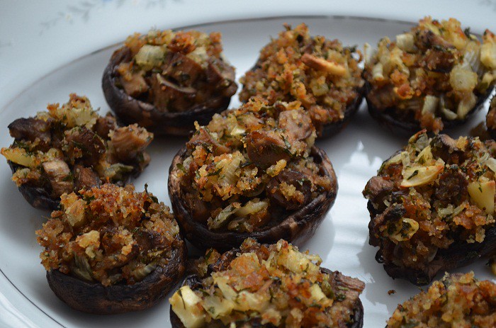 herb stuffed mushrooms for a party