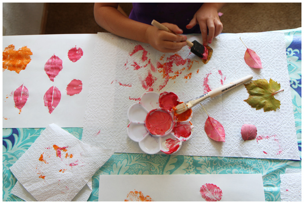 Fall leaf printing with kids