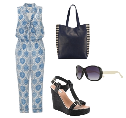 Somerset by Alice Temperley Tile Print Silk Jumpsuit Outfit