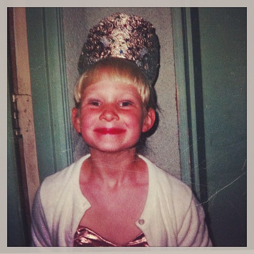 Tiara, smeared lipstick and demented expression--not much has changed! #nostalgia #throwbackthursday