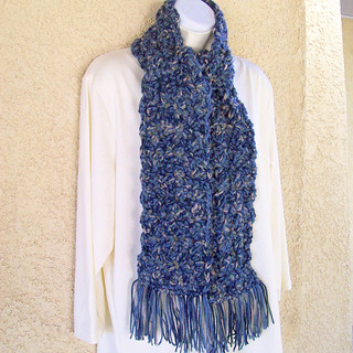 Winter scarf crochet denim blues medley 101812-003