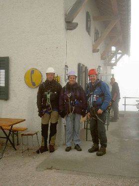 Andy, Polly and Mark preparing to descend from the Pisciadu hut