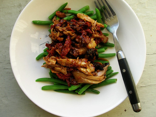 slow chicken cacciatore and green beans