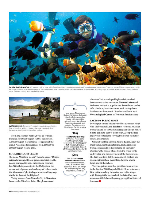 page 2 of the North Sulawesi feature on Mabuhay November 2012 Issue